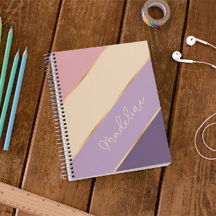 Custom Violet Purple Blush Pink Gold Art Stripes Planner