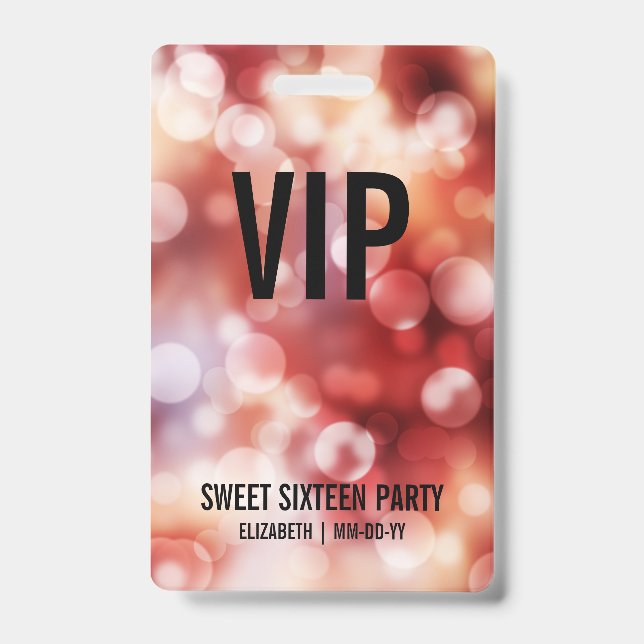 Custom VIP All Access Badge Sweet Sixteen ID Badge (Front)