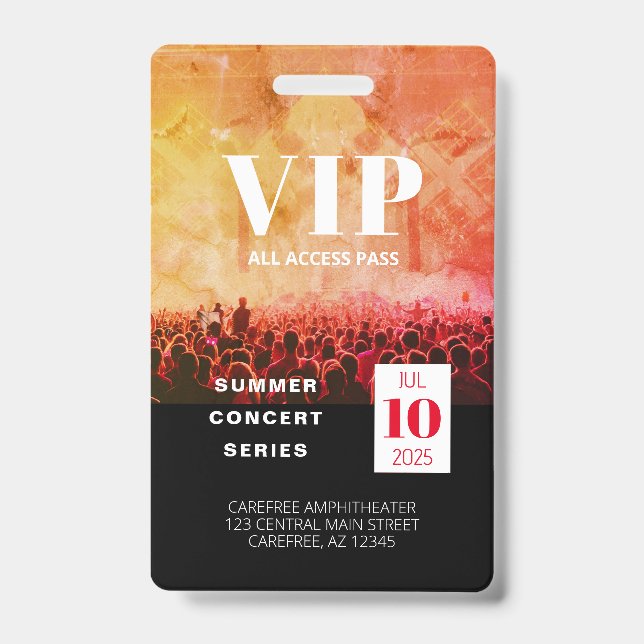Custom VIP All Access Concert Badge ID Badge (Front)