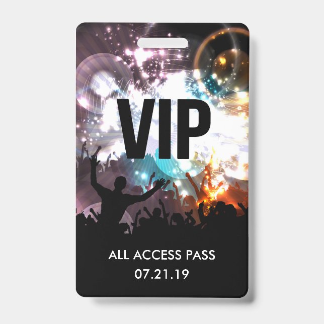 Custom VIP All Access Concert Badge Invitation ID Badge (Front)