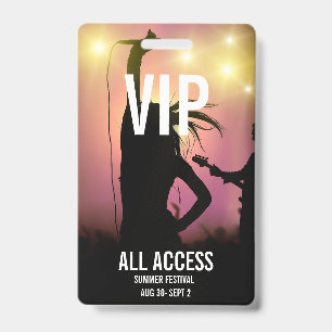 Custom VIP All-Access Concert Event Pass Female ID Badge
