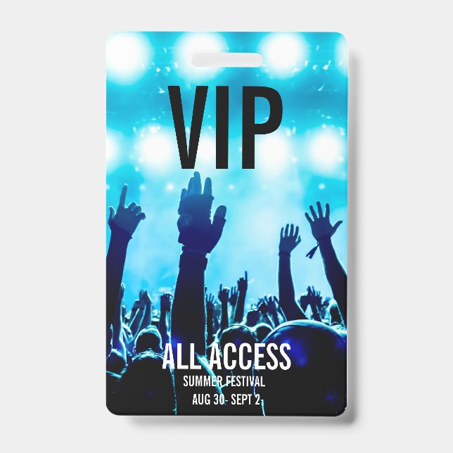 Custom VIP All-Access Concert Event Pass ID Badge (Front)