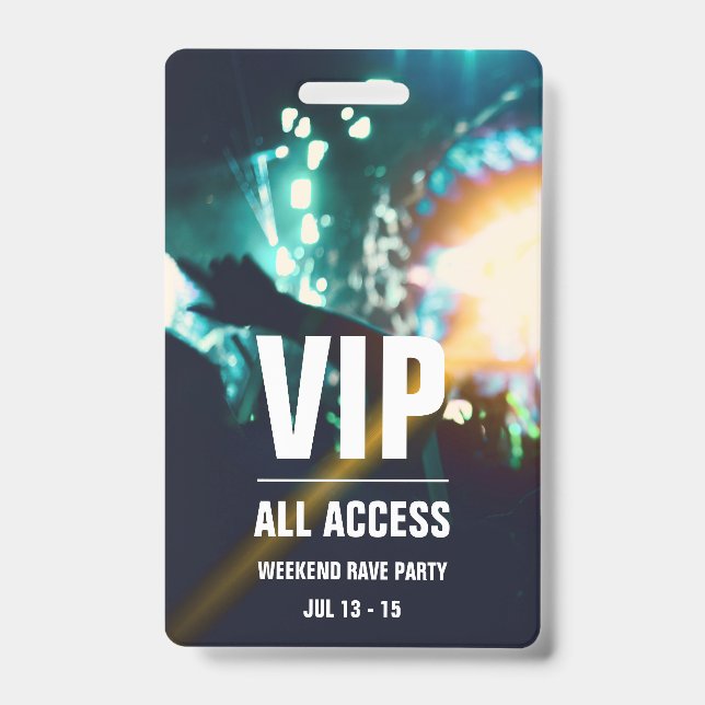 Custom VIP All Access Concert Pass Badge ID Badge (Front)