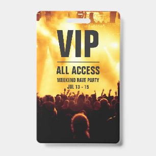 Custom VIP All Access Concert Pass Badge ID Badge