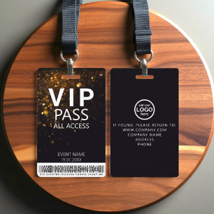 Custom VIP All Access Event Barcode Logo Glitter ID Badge