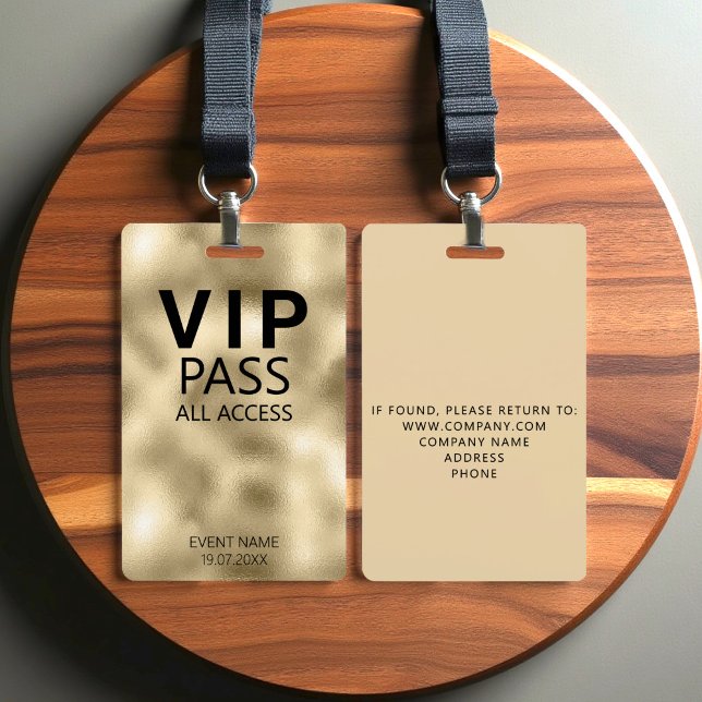 Custom VIP All Access Event Gold Foil Badge ID Badge (Creator Uploaded)