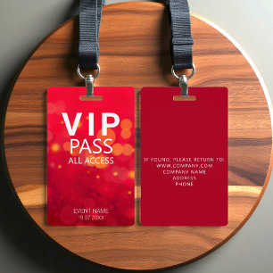 Custom VIP All Access Event Red Badge ID Badge