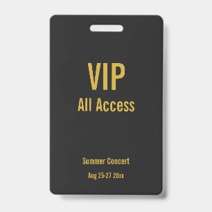 Custom VIP All Access Festival Pass Concert Badge ID Badge