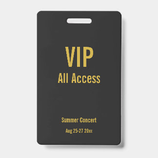 Custom VIP All Access Festival Pass Concert Badge ID Badge