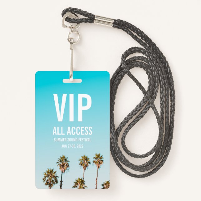 Custom VIP All Access Festival Pass Concert Badge ID Badge (Front with Lanyard)
