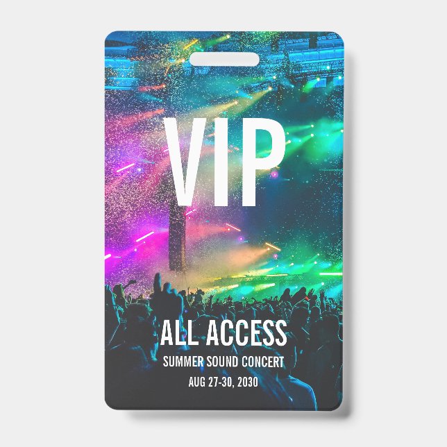 Custom VIP All Access Pass Concert Badge ID Badge (Front)