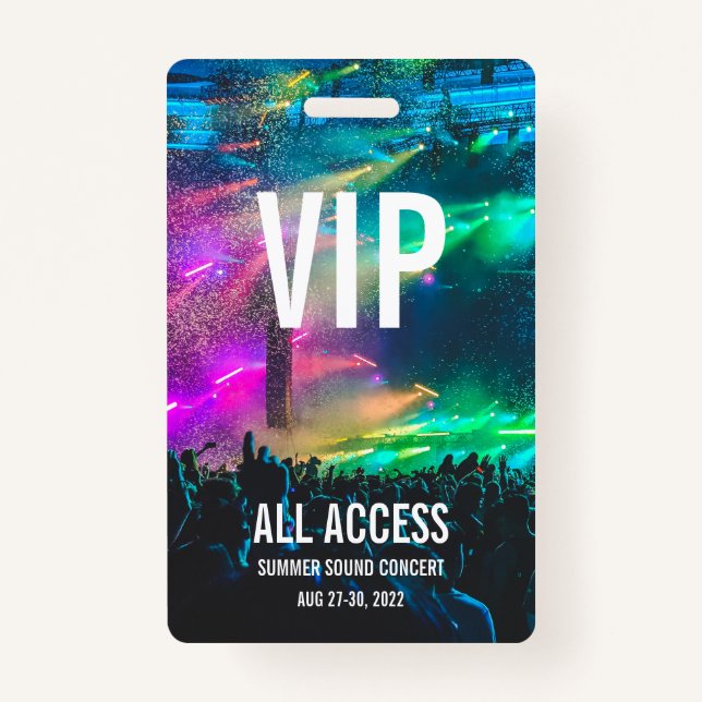 Custom VIP All Access Pass Concert Badge ID Badge (Front)