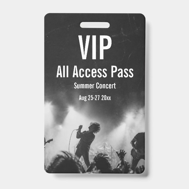Custom VIP All Access Pass Concert Badge ID Badge (Back)