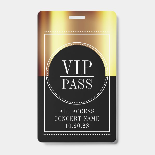 Custom VIP All Access Pass Concert Badge ID Badge (Front)