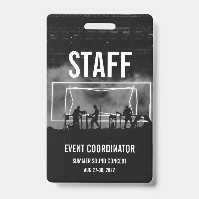 Custom VIP All Access Pass Concert Badge- Staff ID Badge (Front)