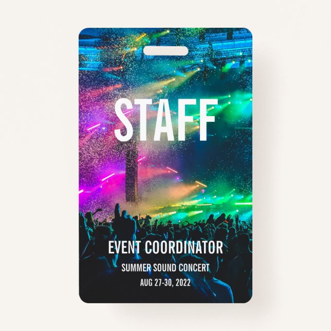 Custom VIP All Access Pass Concert Badge- Staff ID Badge (Front)