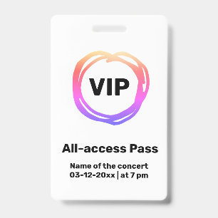 custom vip all access pass concert pass badge ID badge