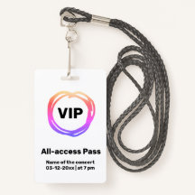 custom vip all access pass concert pass badge