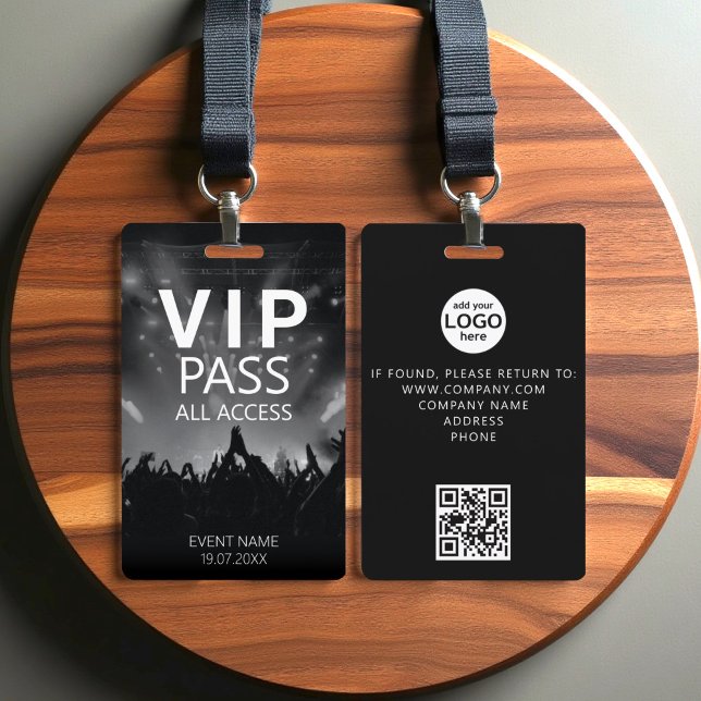 Custom VIP All Access QR Code Event Black Badge ID Badge (Creator Uploaded)
