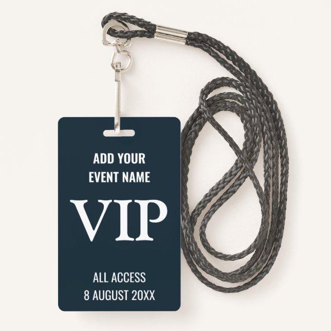 Custom VIP Backstage Pass Music Festival ID Badge (Front with Lanyard)