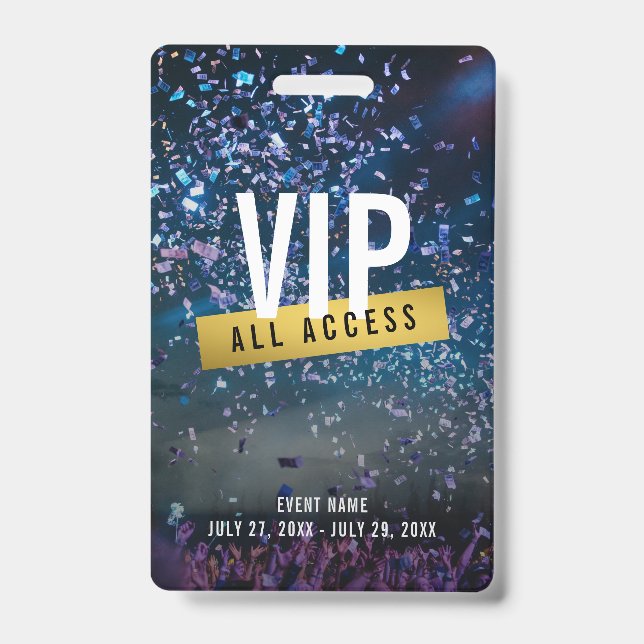 Custom VIP Gold All Access Concert Badge ID Badge (Front)