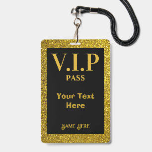 Custom VIP Gold And Black Pass With Lanyard ID Badge