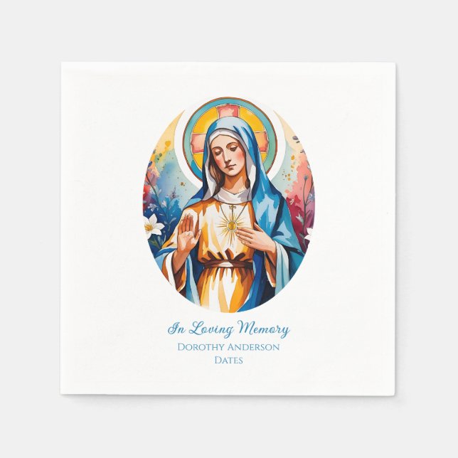 Custom Virgin Mary Memorial Paper Napkins (Front)