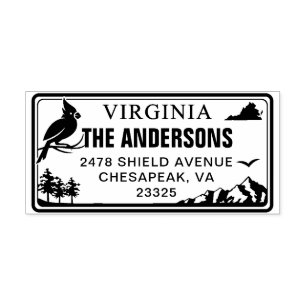 Custom Virginia State License Plate Address  Self-inking Stamp