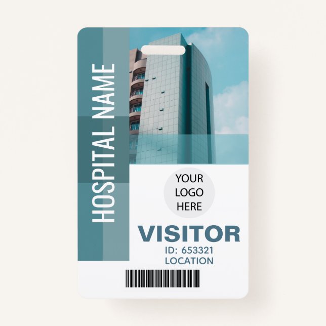 Custom Visitor Bar Code, Logo ID ID Badge (Front)