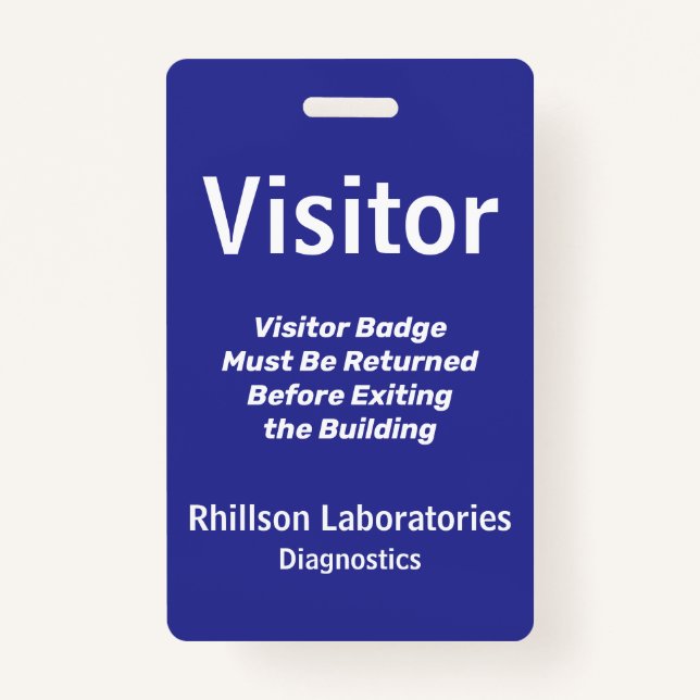 Custom Visitor ID Blue ID Badge (Front)
