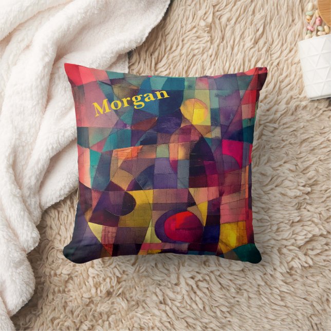 Custom Vivid Abstract Geometric Art  Cushion (Blanket)