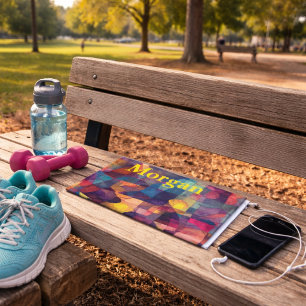 Custom Vivid Abstract Geometric Sports Hand Towel