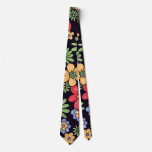 Custom Vivid Colorful Flowers Tie