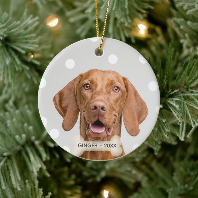 Custom Vizsla Dog Photo Ceramic Tree Decoration (Tree)