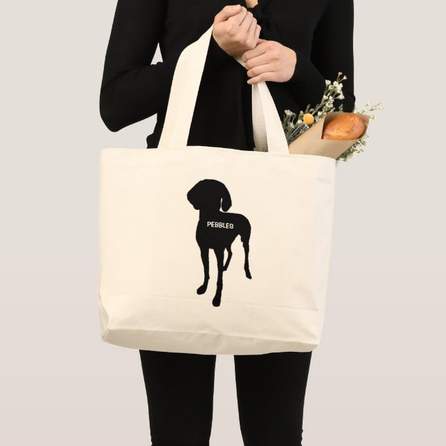 CUSTOM Vizsla Dog Silhouette Large Tote Bag (Front (Product))