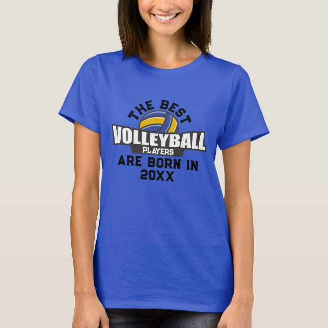 Custom Volleyball Birth Year Name Number T-Shirt (Front)