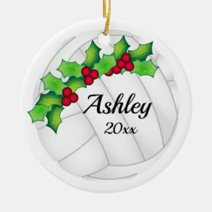 Custom Volleyball Christmas Ornament White