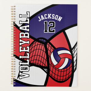 Custom - Volleyball in Red, White and Navy Blue Planner