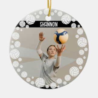 Custom Volleyball Picture Name Year  Ceramic Tree Decoration
