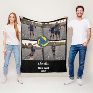 Custom Volleyball Player Photo Collage with Name Fleece Blanket