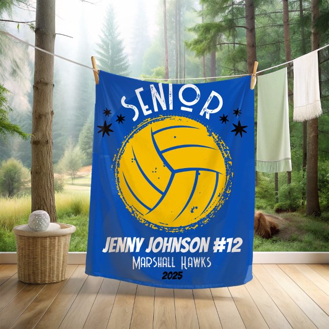 Custom Volleyball Senior Night Graduation Fleece Blanket (Creator Uploaded)