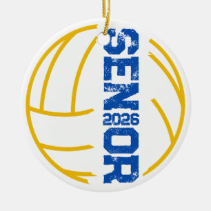 Custom Volleyball Senior Year Distressed Number Ceramic Tree Decoration