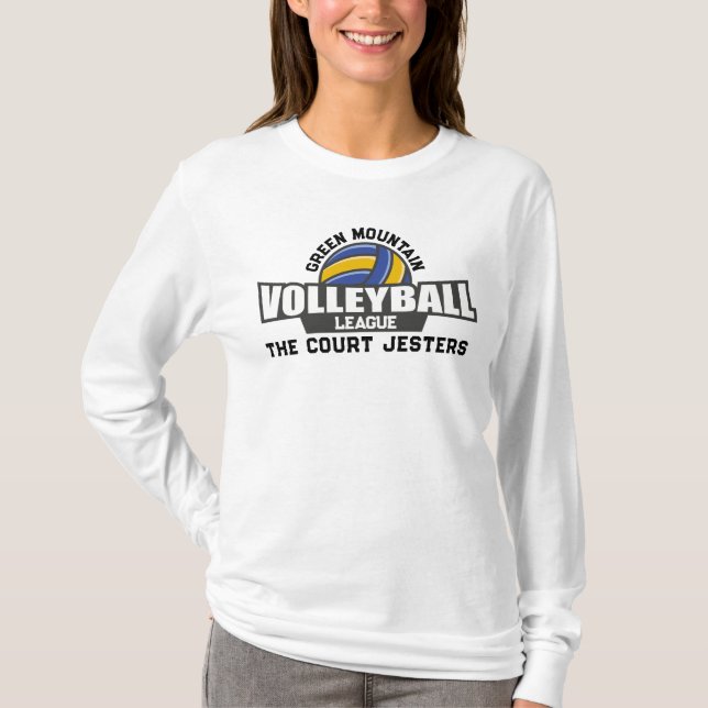 Custom Volleyball Team Name Number Club League T-Shirt (Front)