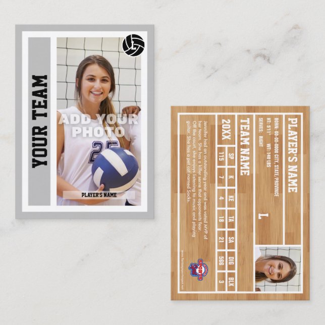 Custom Volleyball Trading Card (Light Grey) (Front/Back)