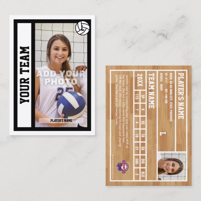 Custom Volleyball Trading Card (White) (Front/Back)