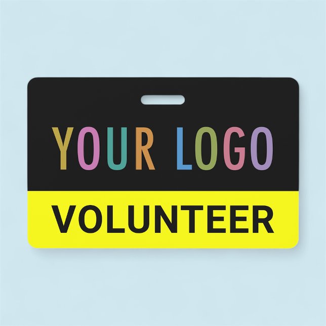 Custom Volunteer Badge Clip or Lanyard Event Logo ID Badge (MISOOK Volunteer Badge Yellow Black)