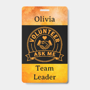 Custom Volunteer Event Staff Name ID Badge