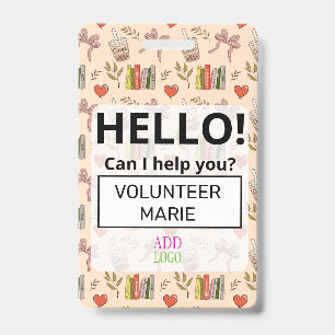 Custom Volunteer - Photo pass-  BOOKS ID Badge