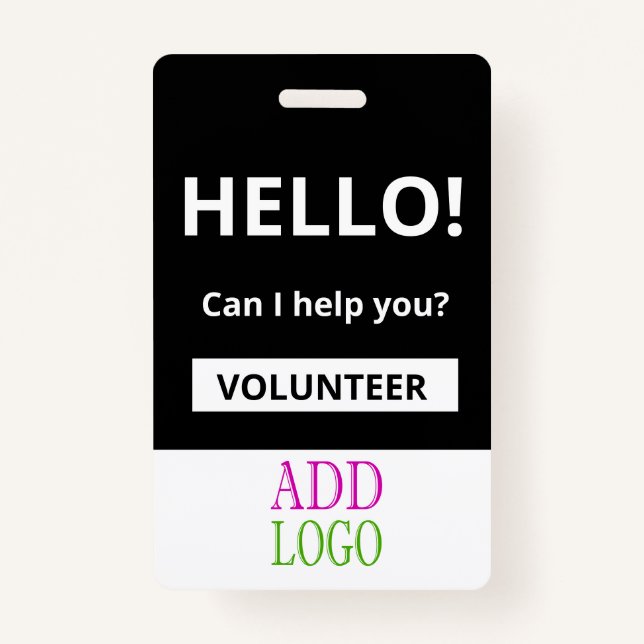 Custom Volunteer - Photo pass-  Name ID ID Badge (Front)