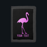 Custom wallet with neon pink flamingo bird design<br><div class="desc">Custom wallet with neon pink flamingo bird design. Personalised money wallet for kids and adults. Black and pink colours.</div>